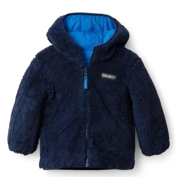 Eddie Bauer Boys' Deer Harbor Reversible Hooded Jacket, blue, size medium